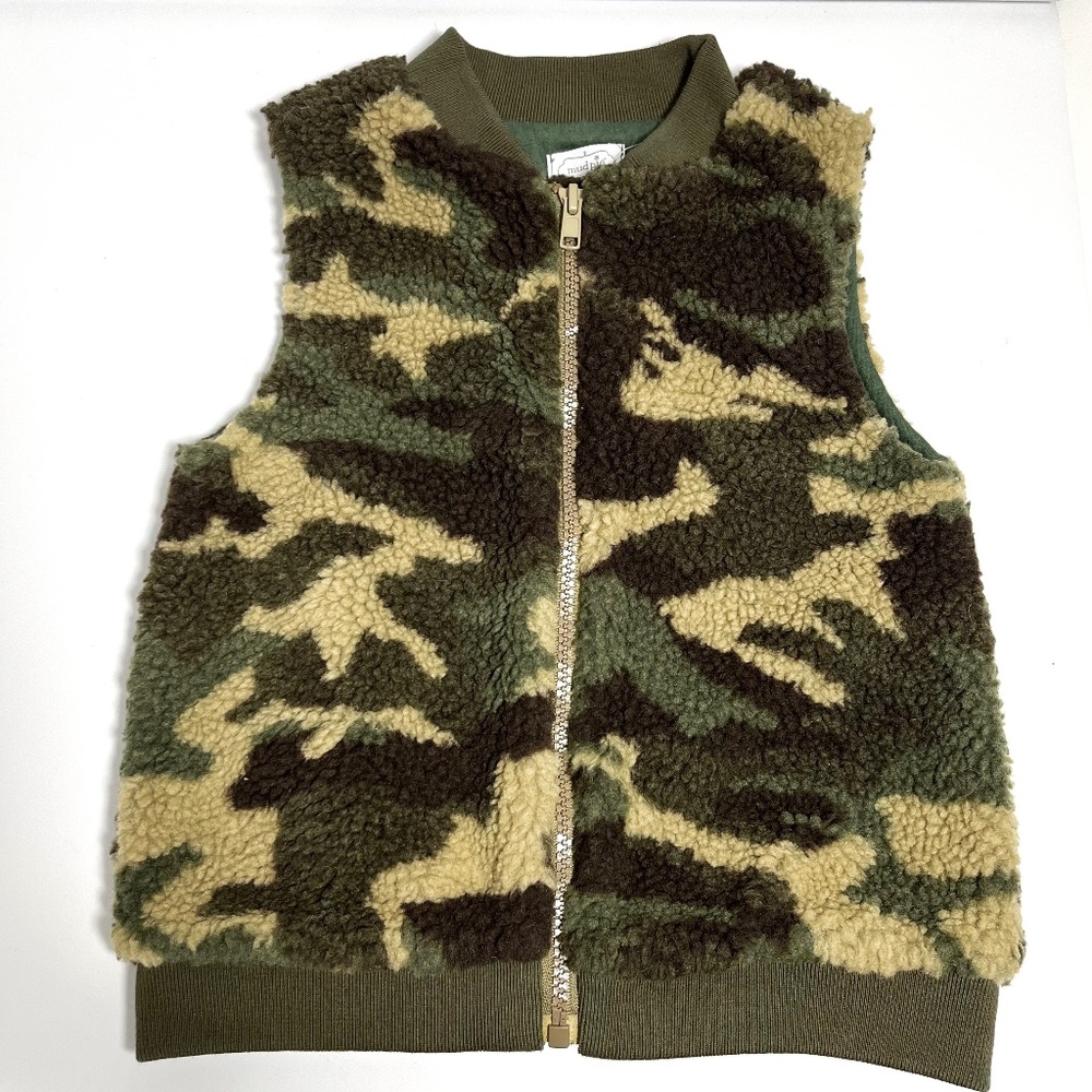 Mud Pie Green Fleece Camo Vest for Toddler 2T-3T
